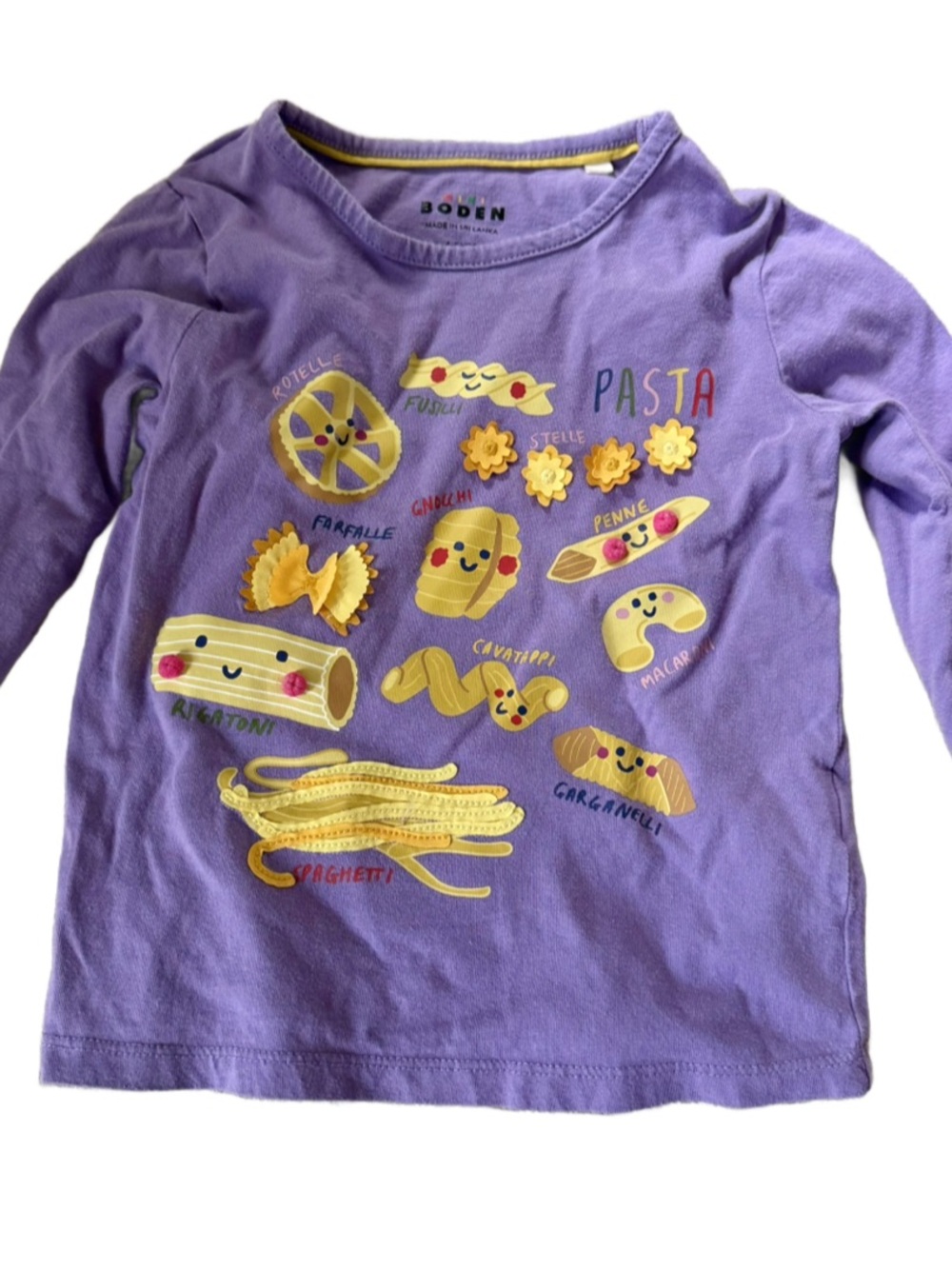 Mini Boden Pasta Long Sleeve Graphic Tee